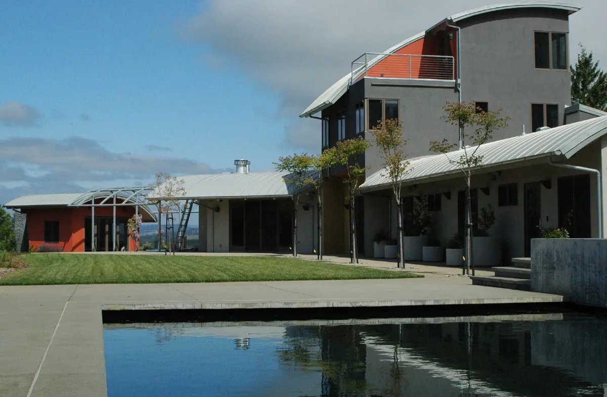 Thomas Residence; architect, Jacques Ullman, AIA, Sausalito, CA; exterior with pool