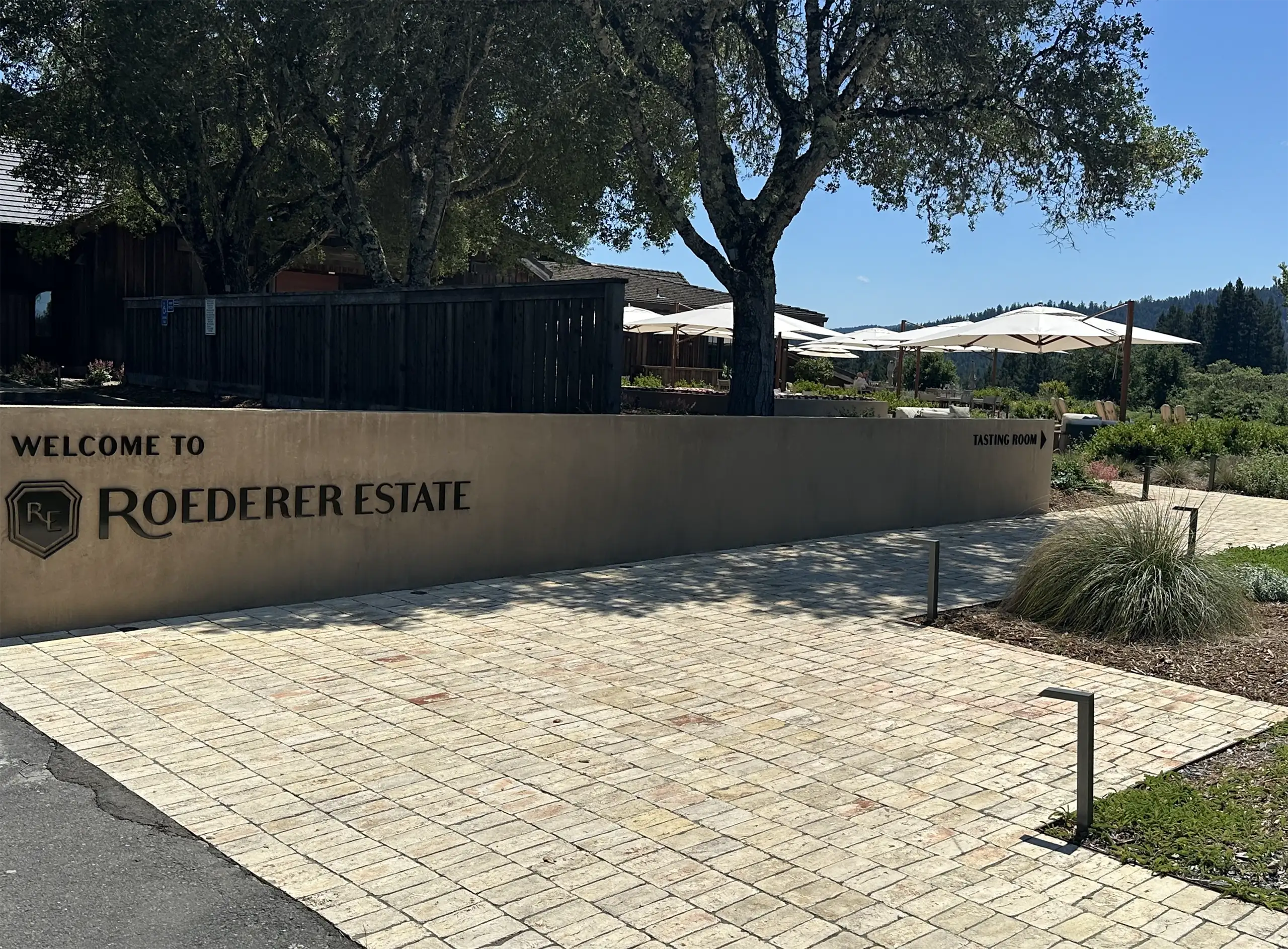 Roederer Estate Tasting Room Remodel; architect, Steve Von Raesfeld, Philo, CA; landscape design by Roche & Roche; Roederer grounds